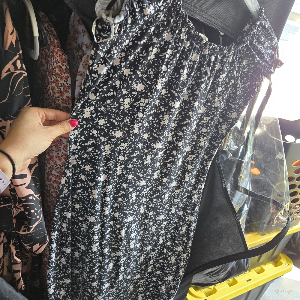 Floral Black and White Dress